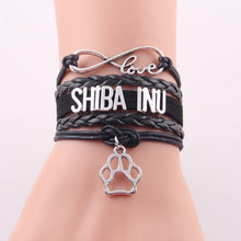 Load image into Gallery viewer, Little MIngLou Infinity love shiba inu bracelet dog pet paw charm leather wrap men bracelets &amp; bangles for women jewelry