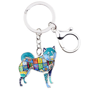 Bonsny Metal Shiba Inu Key Chain Key Ring Bag Charm Enamel Dog Keychain Accessories Souvenir Fashion Animal Jewelry For Women