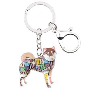 Bonsny Metal Shiba Inu Key Chain Key Ring Bag Charm Enamel Dog Keychain Accessories Souvenir Fashion Animal Jewelry For Women